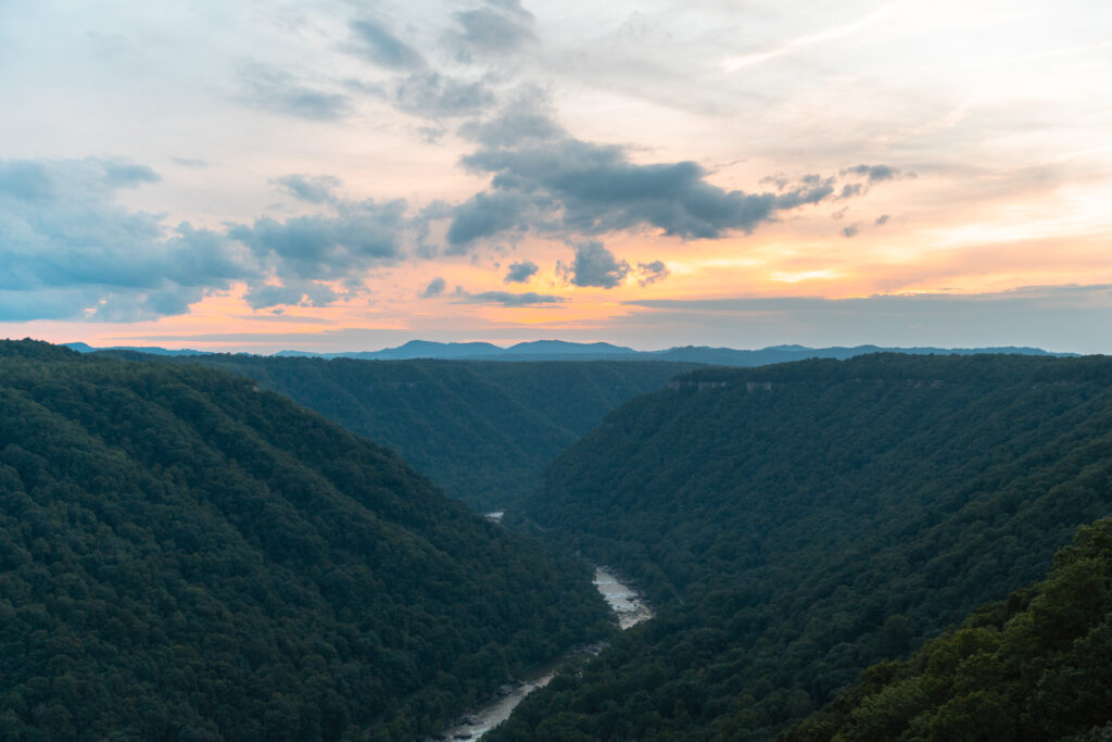 sunset over mountains