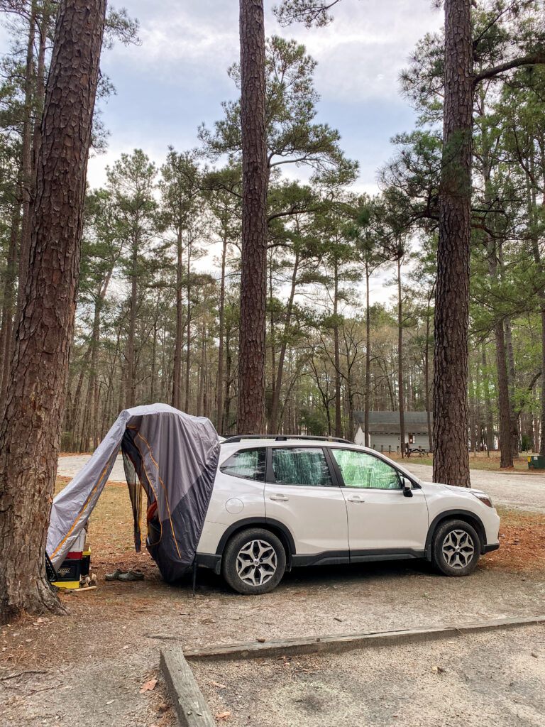 car with a car tent attached to it 